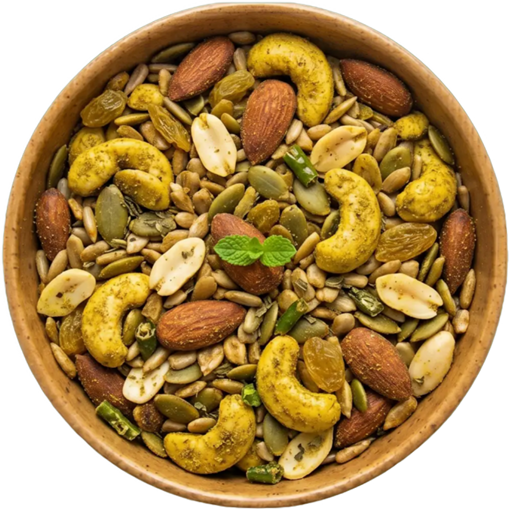 Nimbu Pudina trail mix in a bowl